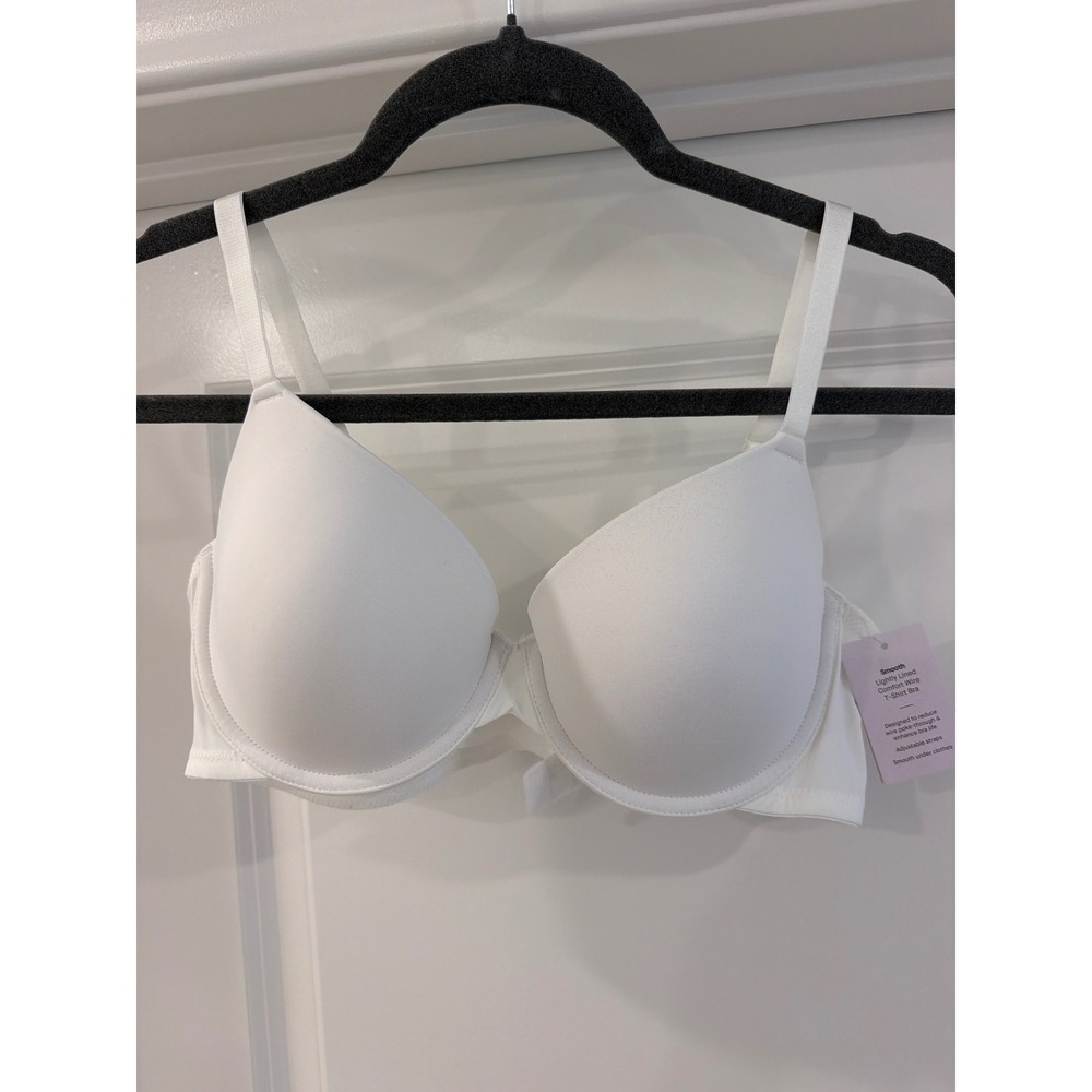 Auden Lightly Lined Demi Bra Womens 38B White Comfort Wire T-Shirt Bra NWT